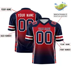 Red Navy Gradient Side Pattern Authentic Football Jersey 2