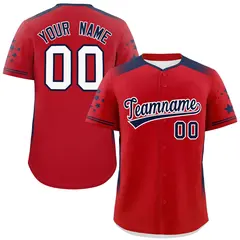 Red Navy Gradient Side Star Pattern Baseball Jersey 1