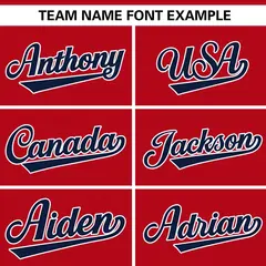 Red Navy Gradient Side Star Pattern Baseball Jersey 3