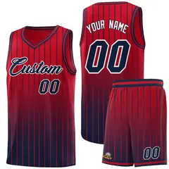 Red Navy Gradient Stripe Basketball Jersey