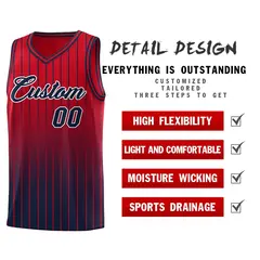 Red Navy Gradient Stripe Basketball Jersey 2