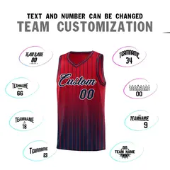 Red Navy Gradient Stripe Basketball Jersey 4
