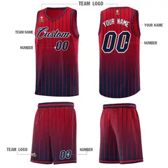 Red Navy Gradient Stripe Basketball Jersey 5