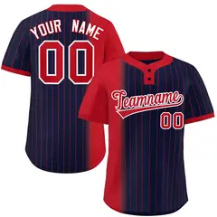 Red Navy Gradient Stripe Two-Button Softball Jersey 1