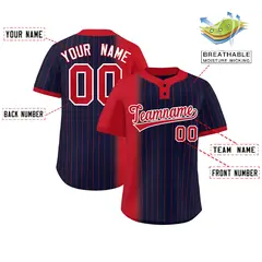 Red Navy Gradient Stripe Two-Button Softball Jersey 2