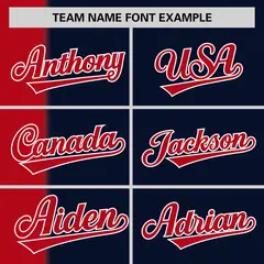 Red Navy Gradient Stripe Two-Button Softball Jersey 3