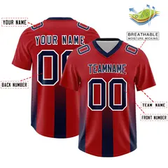 Red Navy Gradient Vertical Stripe Fashion Football Jersey 2