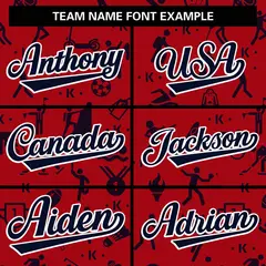 Red Navy Graffiti Pattern Varsity Raglan Letterman Jacket 5