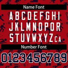 Red Navy Graffiti Pattern Varsity Raglan Letterman Jacket 6