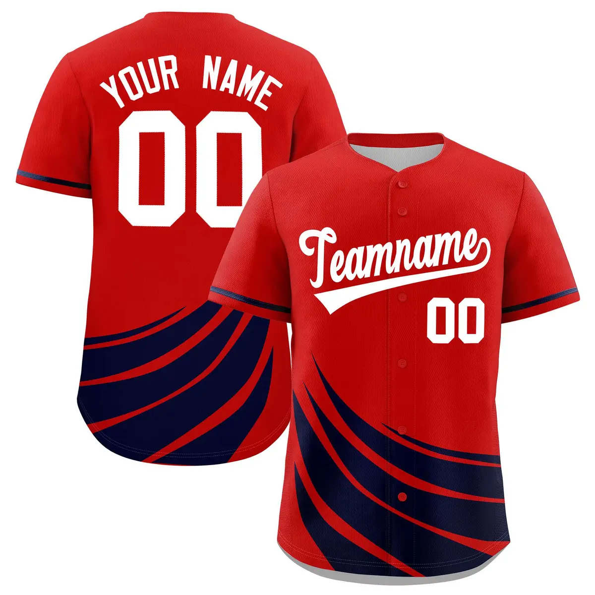 Red Navy Graffiti Wind Mark Baseball Jersey