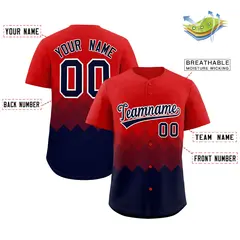 Red Navy Grid Blur Pattern Baseball Jersey 2