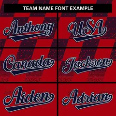 Red Navy Grid Speckles Color Block Authentic Baseball Jersey 3