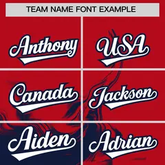 Red Navy Ink Pattern Authentic Baseball Jersey 3