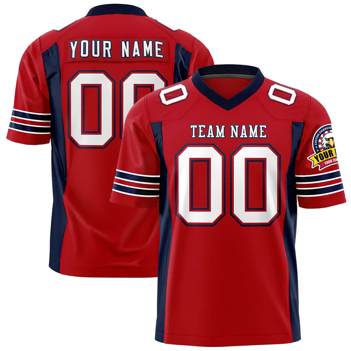 Red Navy Insert Color Design Authentic Football Jersey