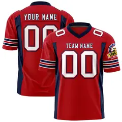 Red Navy Insert Color Design Authentic Football Jersey 1
