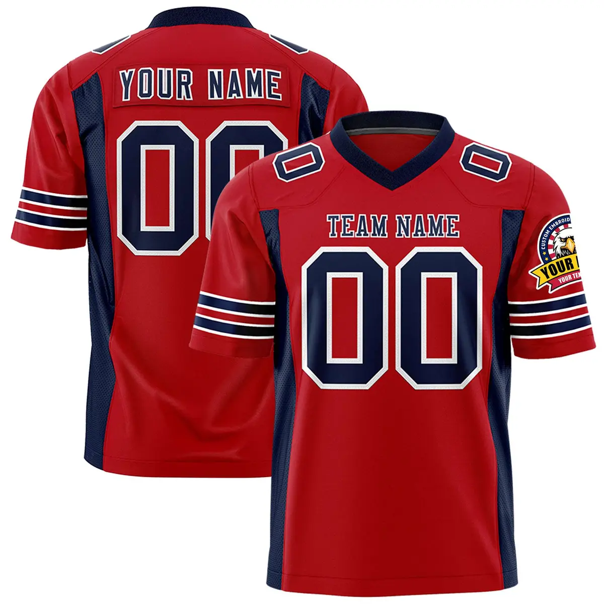 Red Navy Insert Color Design Authentic Football Jersey