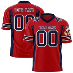 Red Navy Insert Color Design Authentic Football Jersey 1