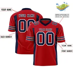 Red Navy Insert Color Design Authentic Football Jersey 2