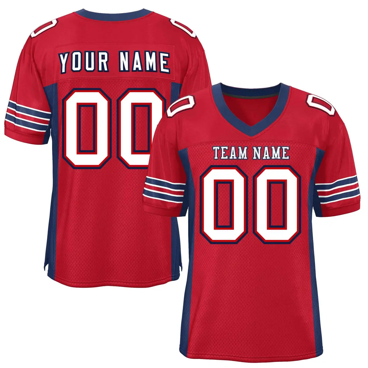 Red Navy Insert Color Mesh Authentic Football Jersey