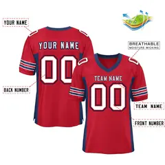 Red Navy Insert Color Mesh Authentic Football Jersey 2