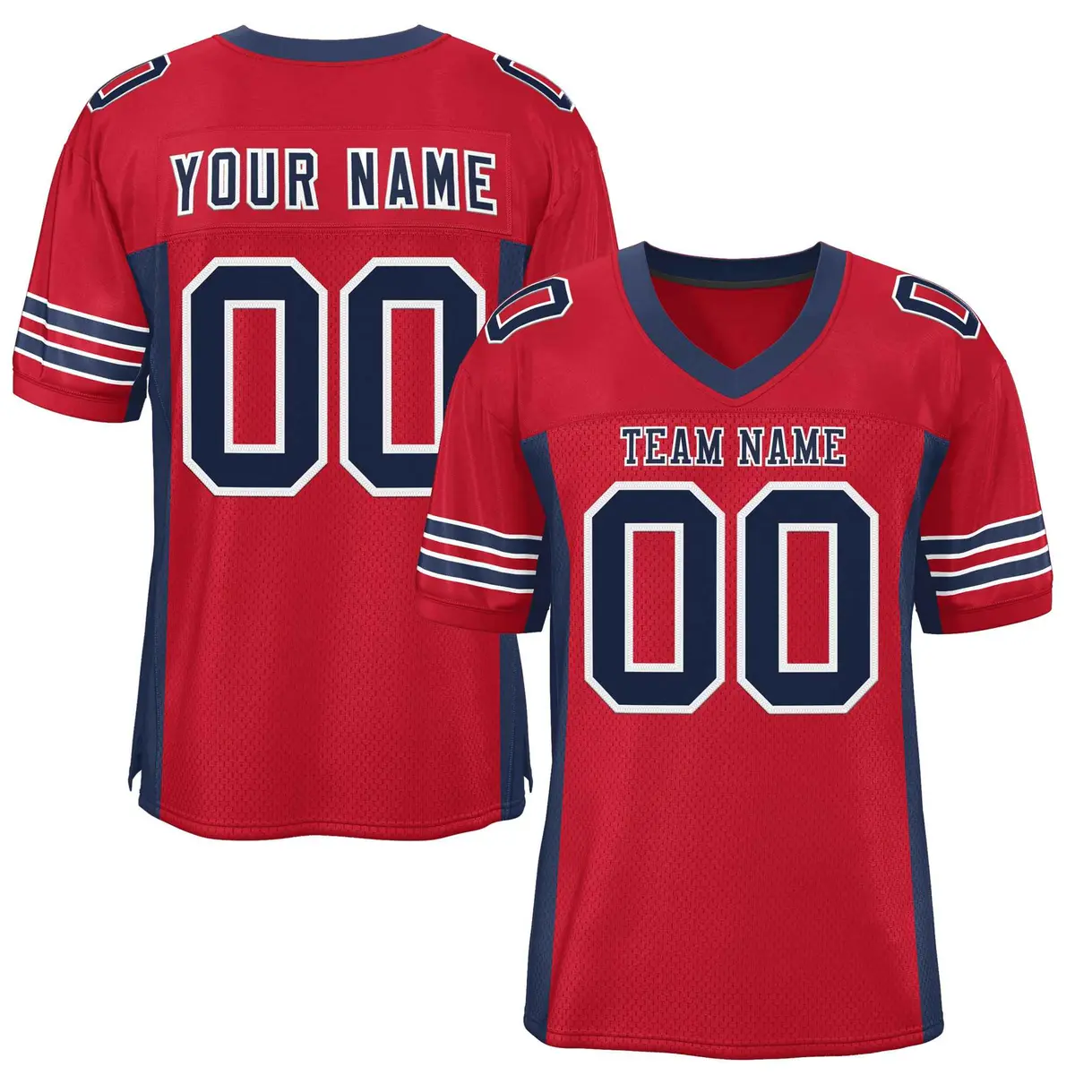 Red Navy Insert Color Mesh Authentic Football Jersey