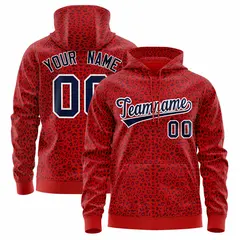 Red Navy Leopard Print Varsity Full-Zip Letterman Jacket Hoodie 1