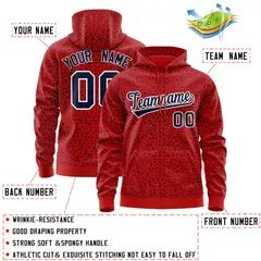 Red Navy Leopard Print Varsity Full-Zip Letterman Jacket Hoodie 4
