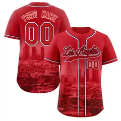 Red Navy Los Angeles City Skyline Baseball Jersey 1