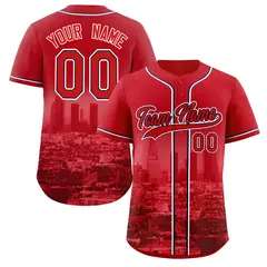 Red Navy Los Angeles City Skyline Baseball Jersey 1