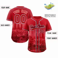 Red Navy Los Angeles City Skyline Baseball Jersey 2