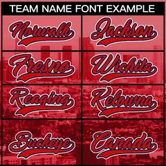 Red Navy Los Angeles City Skyline Baseball Jersey 3