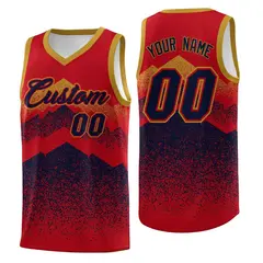 Red Navy Mountain Fade Gradient Fashion Basketball Jersey 1