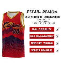 Red Navy Mountain Fade Gradient Fashion Basketball Jersey 2