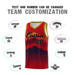 Red Navy Mountain Fade Gradient Fashion Basketball Jersey 4