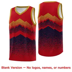 Red Navy Mountain Fade Gradient Fashion Basketball Jersey 6