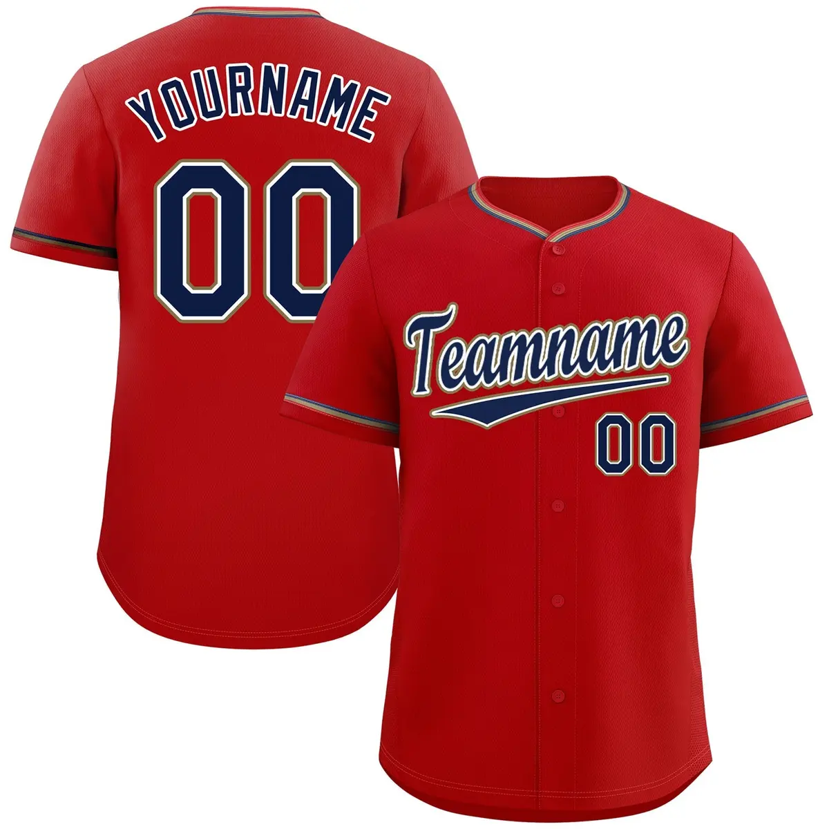 Red Navy-Old Gold Classic Authentic Baseball Jersey