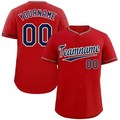 Red Navy-Old Gold Classic Authentic Baseball Jersey 1