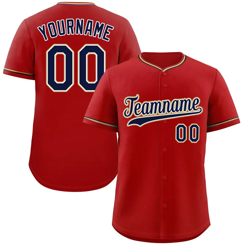 Red Navy-Old Gold Classic Authentic Baseball Jersey