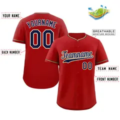 Red Navy-Old Gold Classic Authentic Baseball Jersey 2