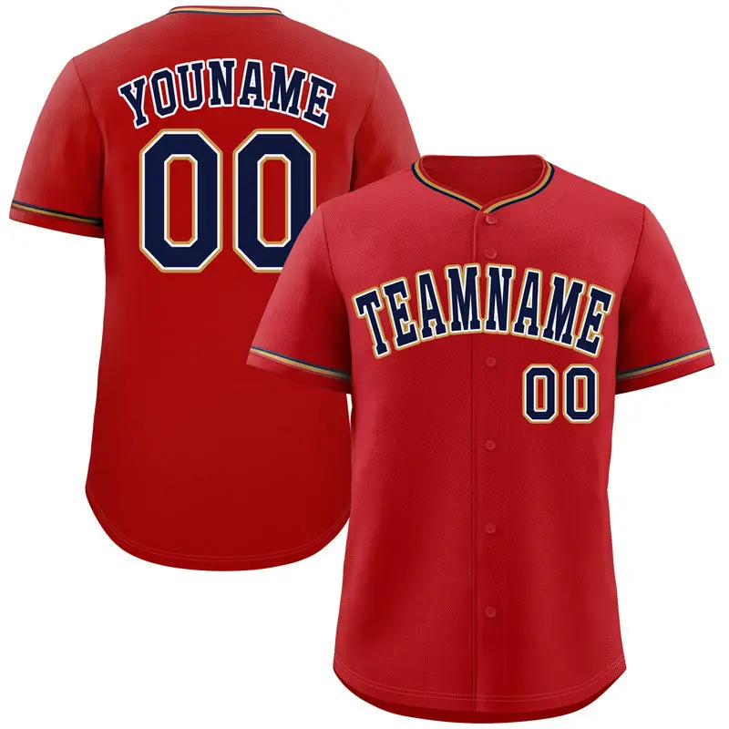 Red Navy-Old Gold Classic Authentic Baseball Jersey