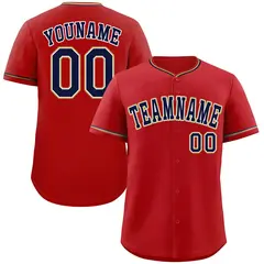 Red Navy-Old Gold Classic Authentic Baseball Jersey 1