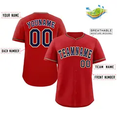 Red Navy-Old Gold Classic Authentic Baseball Jersey 2