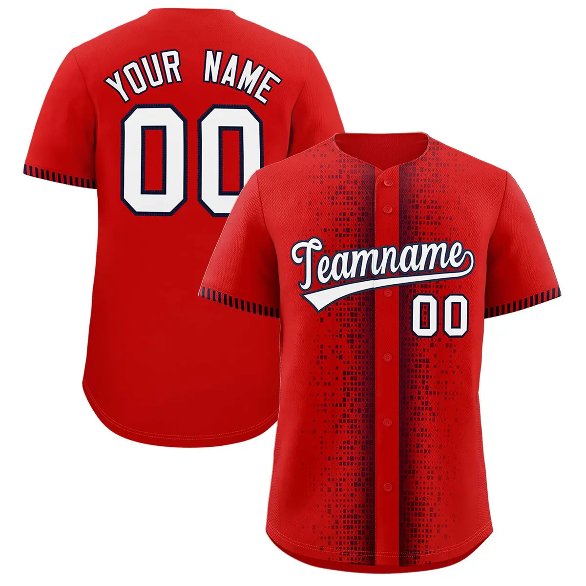 Red Navy Phonetic Rhythm Authentic Baseball Jersey
