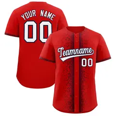 Red Navy Phonetic Rhythm Authentic Baseball Jersey