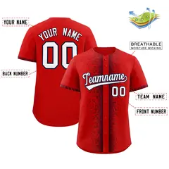 Red Navy Phonetic Rhythm Authentic Baseball Jersey 2