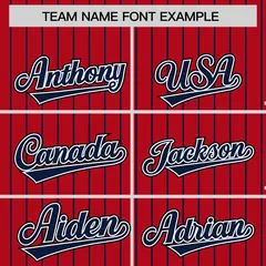 Red Navy Pinstripe Raglan Varsity Letterman Baseball Jacket 3