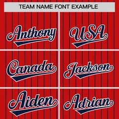 Red Navy Pinstripe Two-Tone Authentic Baseball Jersey 3