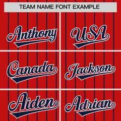 Red Navy Pinstripe Two-Tone Authentic Baseball Jersey 3