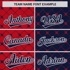 Red Navy Plaid Split Authentic Baseball Jersey 3