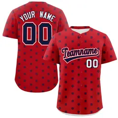 Red Navy Polka Dot Graffiti Authentic Baseball Jersey 1